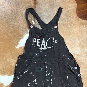 New Magnolia Pearl Peace Paint Splatter Painters Overalls in Midnight 071